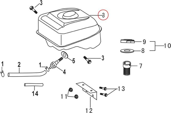 Produktbild Wiltec Benzinmotor 13 PS Ersatzteil Benzintank Kraftstofftank Benzin Tank Behälter