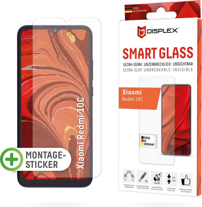 Actual product image Displex Smart Glass, Displayschutzfolie (1 Piece, Xiaomi Redmi 10C)