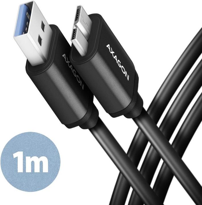 Image du produit Axagon BUMM3-AM10AB Câble Micro-B USB vers USB-A 3.2 Gen 1 (1 m, USB 3.2 Gen 1)