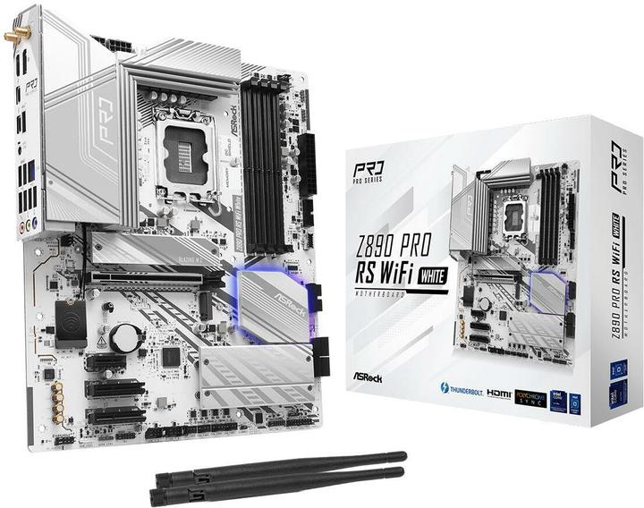 Actual product image AsRock Z890 Pro RS WiFi White Intel DDR5 S1851 (LGA 1851, Intel Z890, ATX)