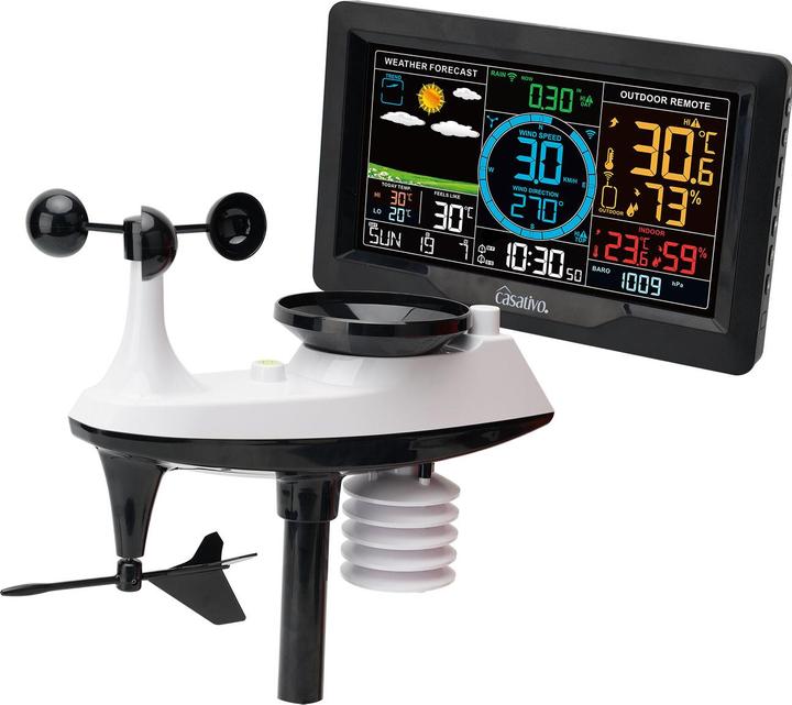 Image du produit Casativo Station météo professionnelle sans fil avec capteur extérieur 5en1, écran couleur XL