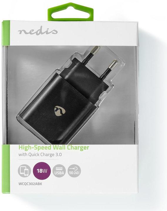 Actual product image Nedis Mains charger 18 W 1.5 2.0 3.0 A - Number of outputs: 1, USB-A, No cable included e (18 W)
