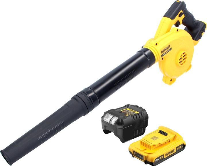 Actual product image DeWalt DCV 100 D1 Akku Gebläse / Laubbläser 18 V + 1x Akku 2,0 Ah + Ladegerät (Rechargeable battery operated, Workshop blower)