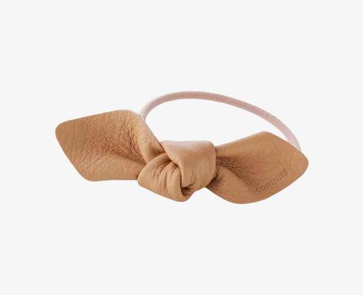 Produktbild Corinne World - Leather Bow Small Hair Tie Camel (Haargummi)
