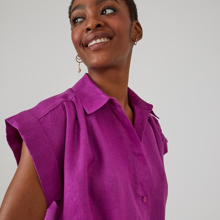Actual product image La Redoute Collections Signature long shirt dress in linen (S)