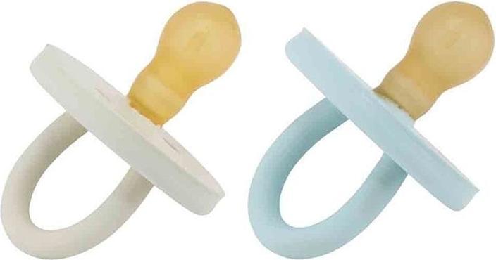 Actual product image Hevea Bumi bébé natural rubber dummy 2-pack, denim & sage, round (0-3 months) (2 x)