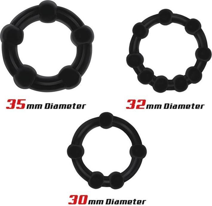 Produktbild Beast Rings Flexible Beaded Cockring 3er-Set (3 cm)