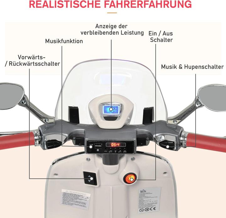 Produktbild Homcom Elektrofahrzeug Kindermotorrad mit MP3-Musik Beleuchtung (6 V)