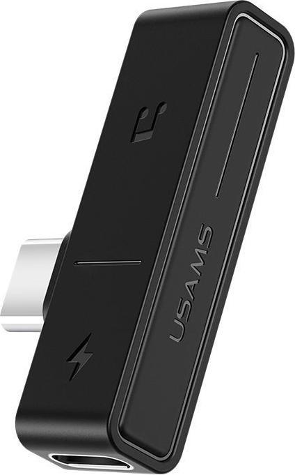 Actual product image Usams Adapter AU12 2w1 USB-C + 3.5mm czarny/black SJ386TC01 (US-SJ386)