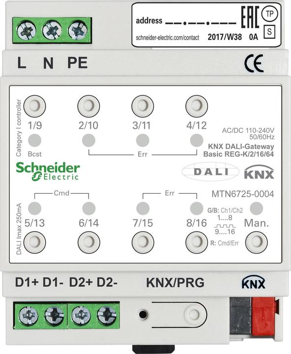 Actual product image APC Schneider Electric KNX DALI Gateway Basic REG-K/2/16/64 2Channel MTN6725-0004
