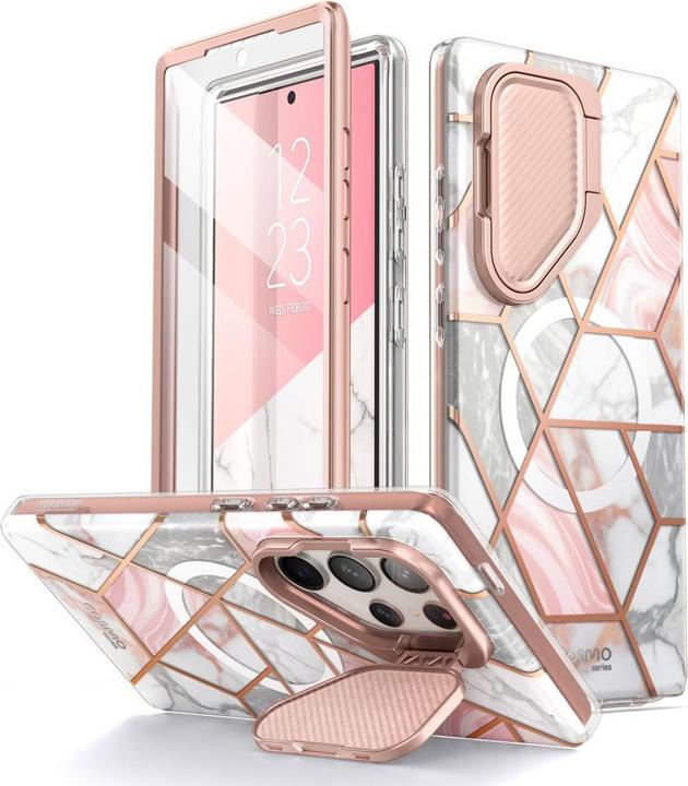 Actual product image i-Blason Cosmo Mag Supcase sleeve with MagSafe- pink marble (Samsung Galaxy S24 Ultra)