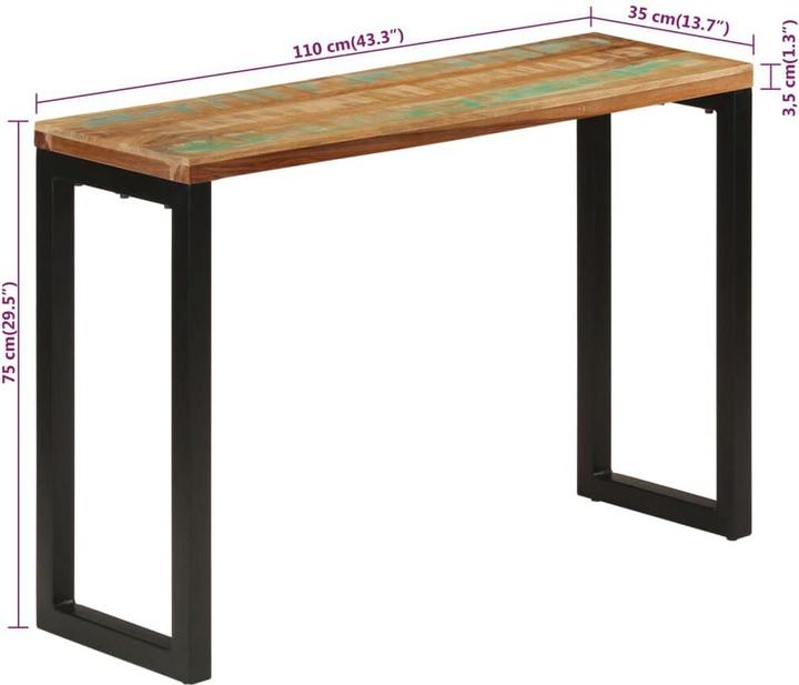 Immagine prodotto VidaXL Konsolentisch Tisch Flurtisch Beistelltisch Eingangstisch Altholz Massiv (110 x 35 x 75 cm)