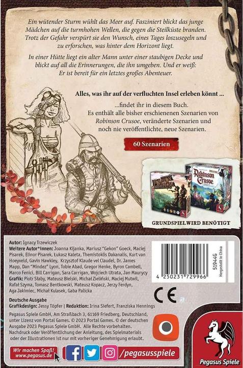 Actual product image Pegasus 51944G - Robinson Crusoe: The Adventure Book, board game, for 1-4 players, from 10 years (EN) (German)