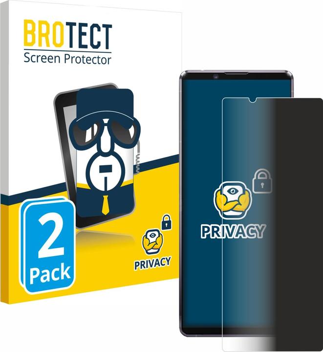Productafbeelding BROTECT Anti-spionnetje privacyfolie Beschermfolie tegen blauw licht (2 Stuk, Sony Xperia 1 II)