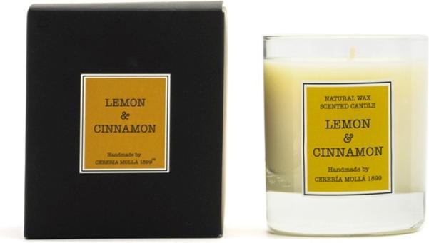 Cereria Molla Santiago – Candle In Glass Tumbler, Vegetable Wax, Scented Lemon and Cinnamon (Eau de Parfum)