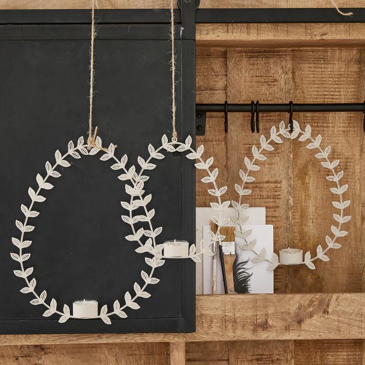 Image du produit Loberon Set de 3 photophores suspendus Guelph blanc antique (3 x, B, H)