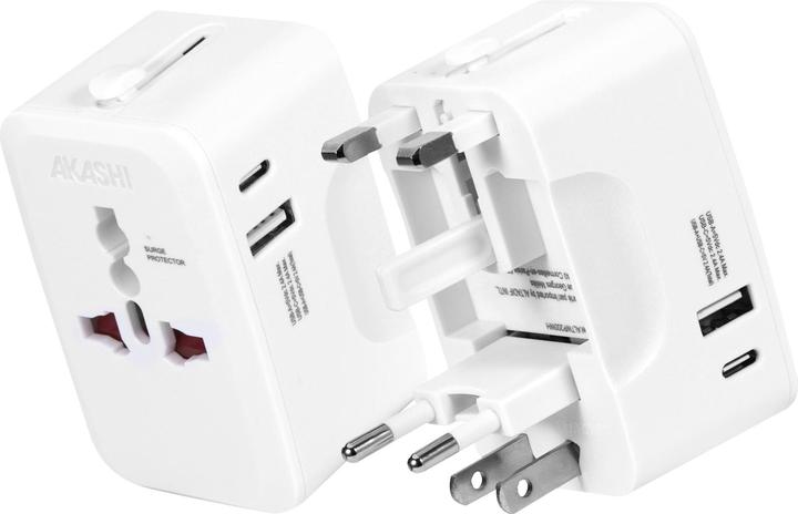 Produktbild Akashi Reise Ladeadapter 2USB und Internationale Anschlüsse UK, USA, AUS, NZ, EU