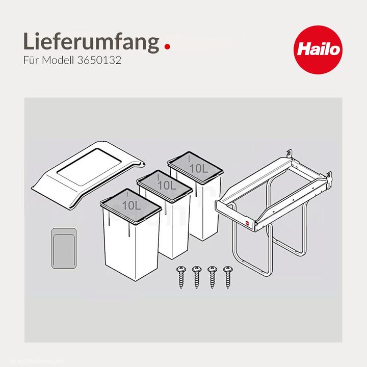 Produktbild Hailo Einbau-Mülleimer mit Mülltrennsystem (3x10 L) (30 l)
