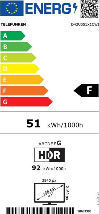 Energie-Label Telefunken D43U551X1CWI (43")