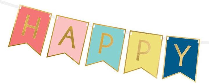 Actual product image Partydeco Letter chain Happy Birthday colourful