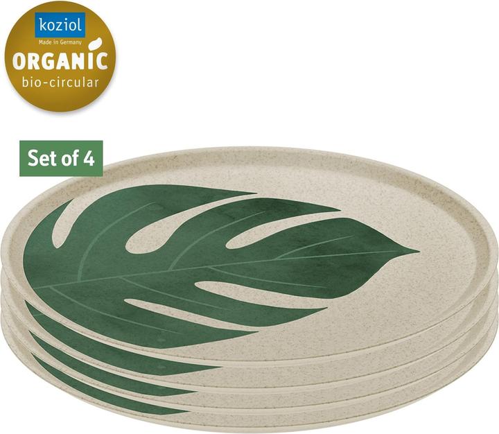 Actual product image Koziol Dinner Plate Connect Monstera 4 pieces,Beige/Green (4 x, 25.50 cm)