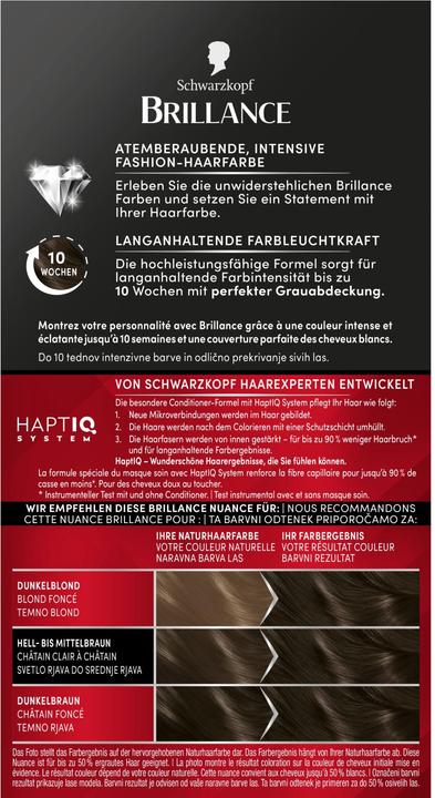 Nutritional values and ingredients Schwarzkopf Brillance Intensive Colour Cream 878 Dark Ash Brown (878 Dark ash brown)
