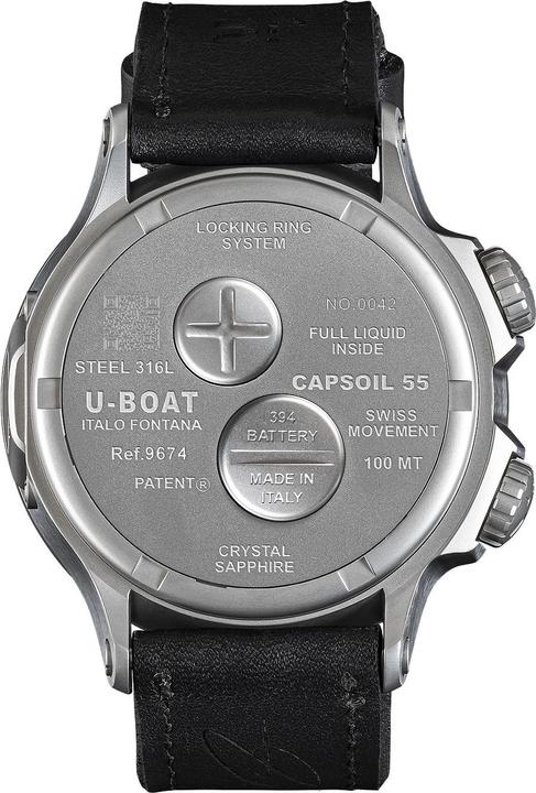 Immagine prodotto U-Boat 9674 Capsoil Doppioempo SS GMT (Orologio da polso analogico, 55 mm)
