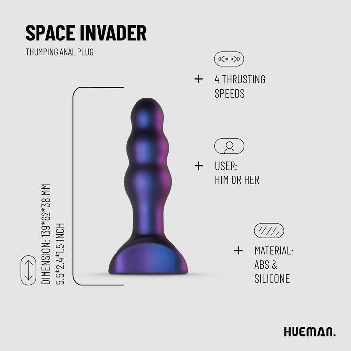 Actual product image Hueman Space Invader vibrating anal plug