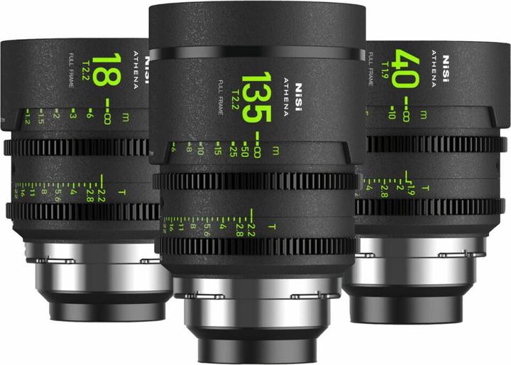 Productafbeelding Nisi ATHENA PRIME Filmlenzenset met volledig frame - 18mm T2.2, 40mm T1.9, 135mm T2.2 + harde behuizing (L-Mount, Volledig formaat)