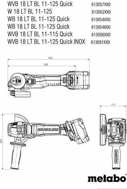 Actual product image Metabo Cordless angle grinder W 18 LT BL 11-125 (125 mm)