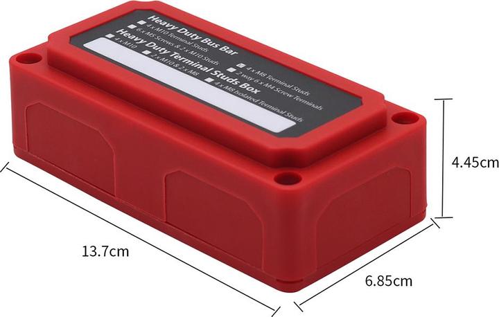 Actual product image Offgridtec BusBar Box Red 4 x M8 connecting bolts incl. cover and fastening screws