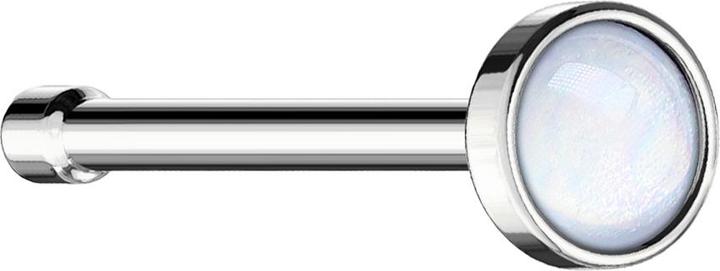 Produktbild Star Piercing Nasenstecker gerade silber mit Epoxidstein weiss (ohne Messing, Chirurgenstahl 316L)