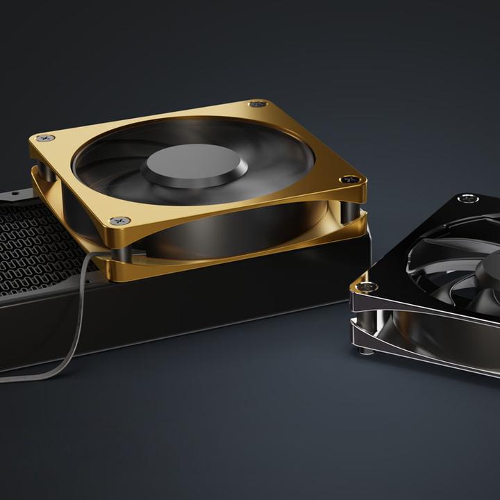 Actual product image Alphacool Apex Stealth Metal Power 120mm fan 3000rpm (gold/black) (120 mm, 1 x)