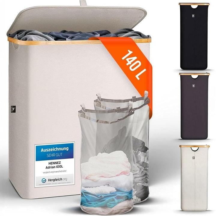 Actual product image Hennez Wäschekorb Adrian 140 l, Beige, Detailfarbe: Beige (140 l)