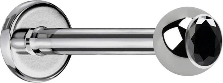 Produktbild Star Piercing Labret silber mit Kugel Kristall schwarz (Titan G23, ohne Messing)