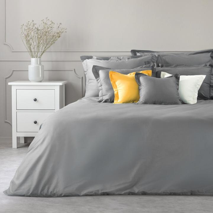 Actual product image Eurofirany NOVA COLOR POS / NOVAC / ST / PO Cotton comforter cover with satin sheen, 220X200 cm, color: steel (Duvet cover, 220 x 200 cm)