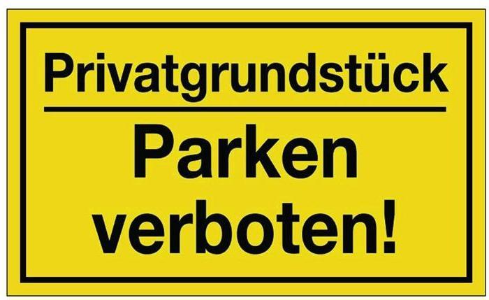 Produktbild HP Autozubehör Hinweiszeichen Privatgrundstück/Parken verboten! L250xB150 mm gelb schwarz Kunststoff