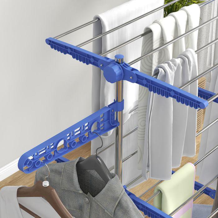 Actual product image Swisshandel24 Tumble dryer Tower clothes horse with castors, 3 levels, Folding upright dryer with side wings, W