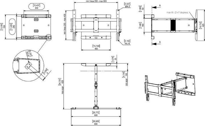 Actual product image SMS Icon WH 3D - Bracket for LCD display - Black, Aluminum - Screen size: up to (3D Glasses)