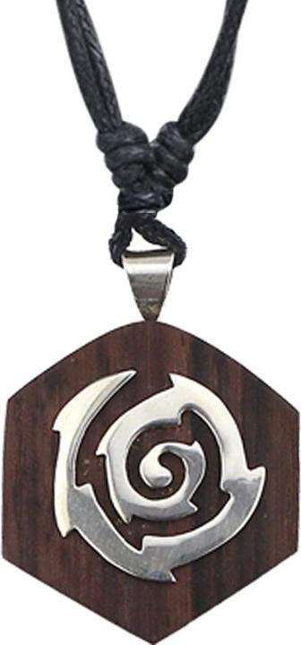 Immagine prodotto Star Piercing Collana nera con ciondolo esagonale tribale in legno di Narra (Organico, senza ottone, Argento 925)