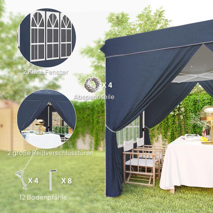 Produktbild Swisshandel24 Faltpavillon 2,5x2,5m, wasserabweisend mit 4 Seitenteilen, Dunkelblau (250 cm, 250 cm)