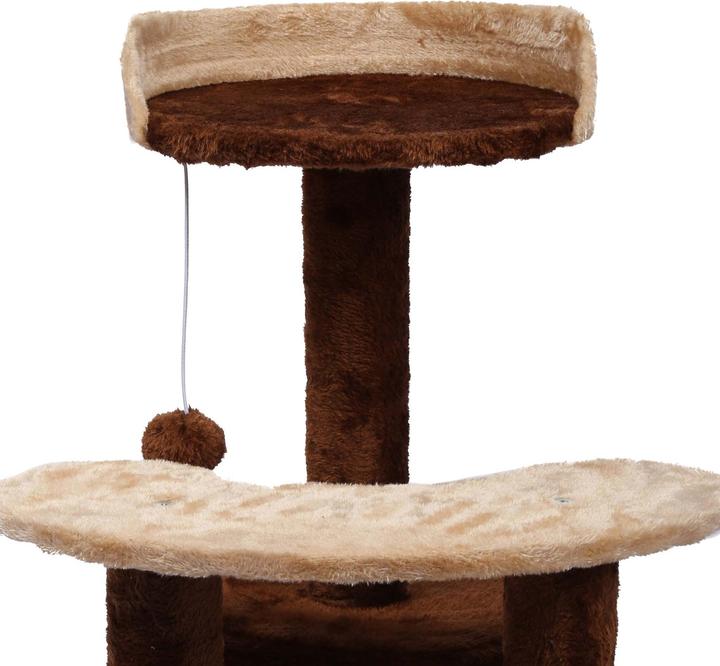 Actual product image Wiltec Cat Tree Scratching Post Climbing Tree 67cm in Brown/Beige with Plattform, Cave and Ball (67 cm, Brown/beige)