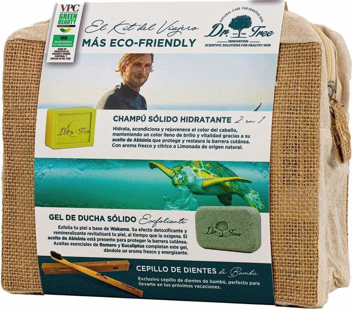Produktbild Dr. Tree The Traveller's Kit Feuchtigkeitsshampoo Peeling-Duschgel Bambus-Seifenschale Eco Toiletry B (Haarpflege set)