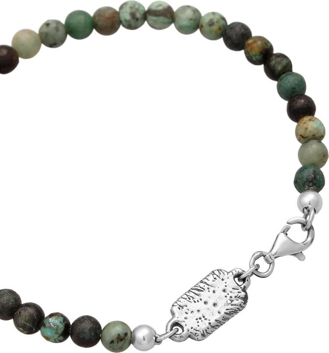 Image du produit Haze & Glory Bracelet Turquoise Africaine Océan Perles 925 Argent (23 cm, Argent sterling 925, Acier inoxydable)