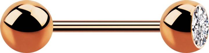 Star Piercing Micro Barbell rosegold mit Kugel und Kugel Kristall silber (ohne Messing, Chirurgenstahl 316L)
