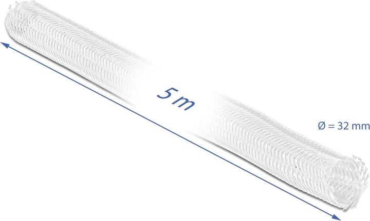 Produktbild Delock Geflechtschlauch mit Klettverschluss 5 m x 32 mm weiss (Kabelschlauch, 500 cm)