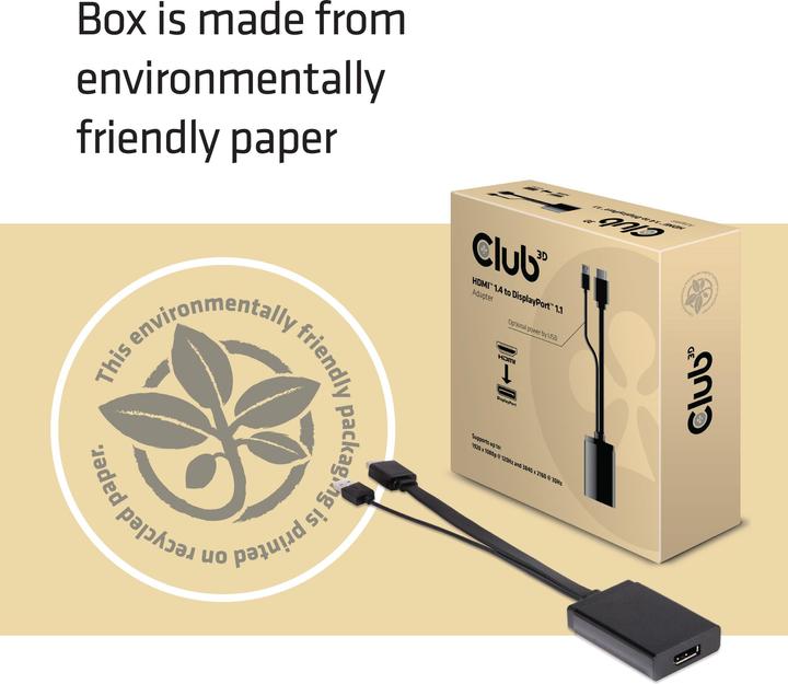 Actual product image Club 3D HDMI 1.4 to DisplayPort 1.1 adapter (DP, 31 cm)