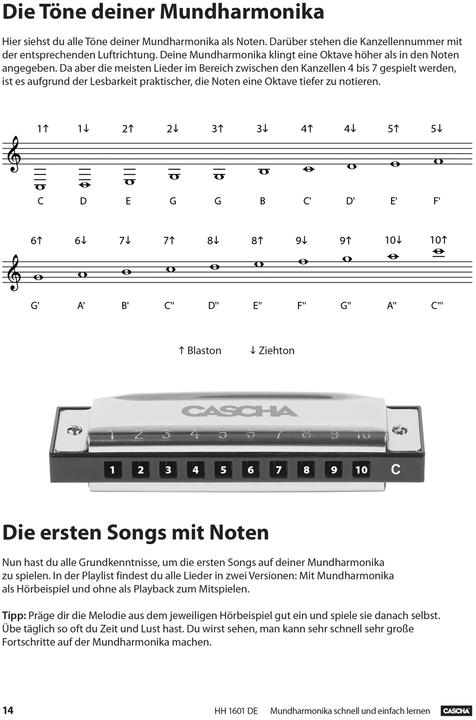 Produktbild Mundharmonika - Schnell und einfach lernen + MP3-CD (Deutsch, Cascha, Helmut Hage, 2016)