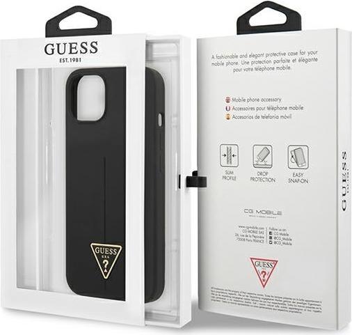 Actual product image Guess GUHCP13SSLTGK iPhone 13 Mini 5.4" Black / Black Solid Silicone Triangle (Apple iPhone 13 mini)