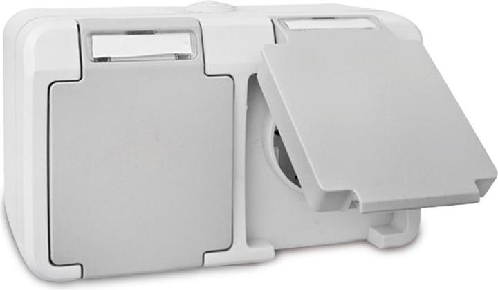 Actual product image Peranova 102439 Damp-proof switch range Double socket Pera Light grey, Dun